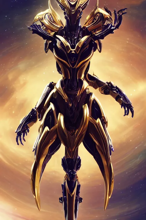 Image similar to galactic hyperdetailed elegant beautiful stunning giantess saryn prime anthropomorphic mecha female dragon goddess, sharp spines, sharp metal ears, sleek yellow eyes, smooth gold skin, smooth gold armor, bigger than galaxy, epic proportions, epic scale, epic size, warframe destiny fanart, furry, dragon art, goddess, giantess, furaffinity, octane render