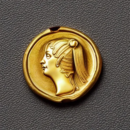 Prompt: 4 th century gold solidus coin of emma stone, today's featured photograph 4 k
