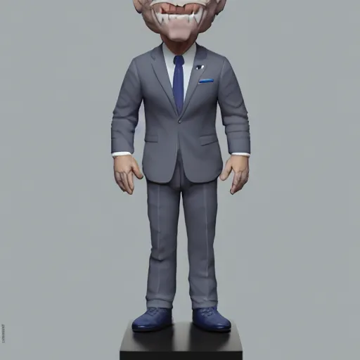 Image similar to full body 3d render of joe biden as a full body funko pop!, studio lighting, grey background, single body, no shadow, blender, trending on artstation, 8k, highly detailed