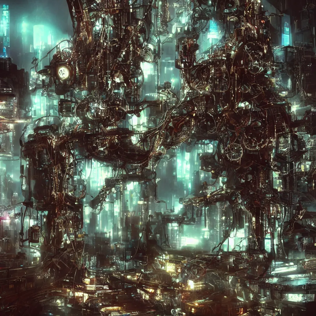 Image similar to Beautiful Photo of the Time Machine. Gear mechanism. Cyberpunk. splatterpunk. 4K. Future