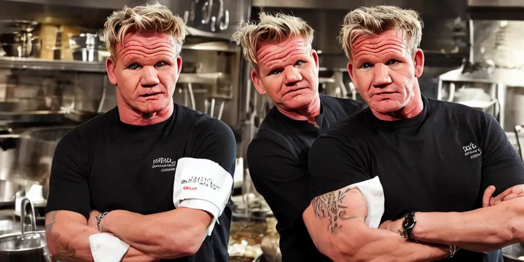 Image similar to gordon ramsay vs robert irvine cookoff