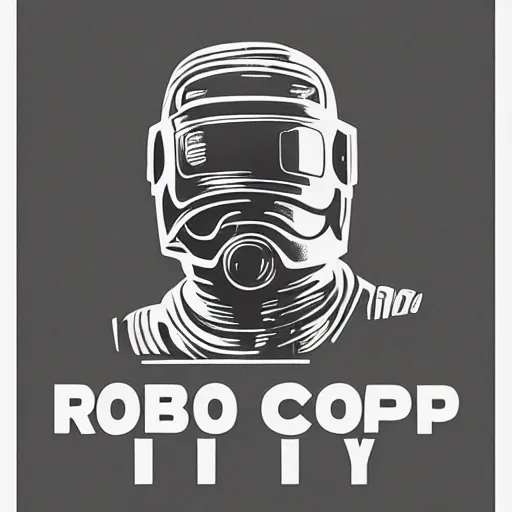 Image similar to RoboCop silkscreen poster by Andy Warho. Duotone silver and black on white paper. Paper texture