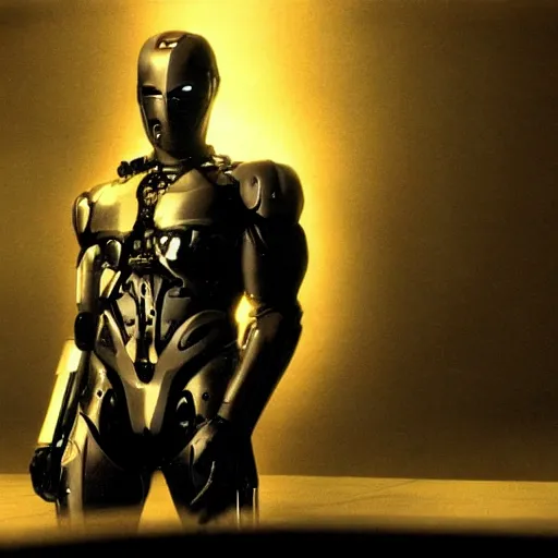 Prompt: movie still of man super hero cyborg, cinematic composition, cinematic light, by david lynch