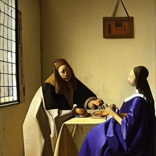 Prompt: my smartphone lost power by Johannes Vermeer