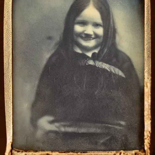 Image similar to demonic whale smiling, portrait, picture, tintype.