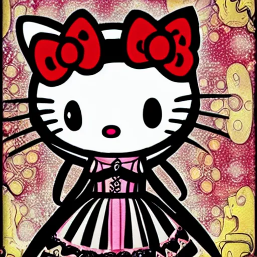 Prompt: Hello Kitty, artwork by Jasmine Becket-Griffith,
