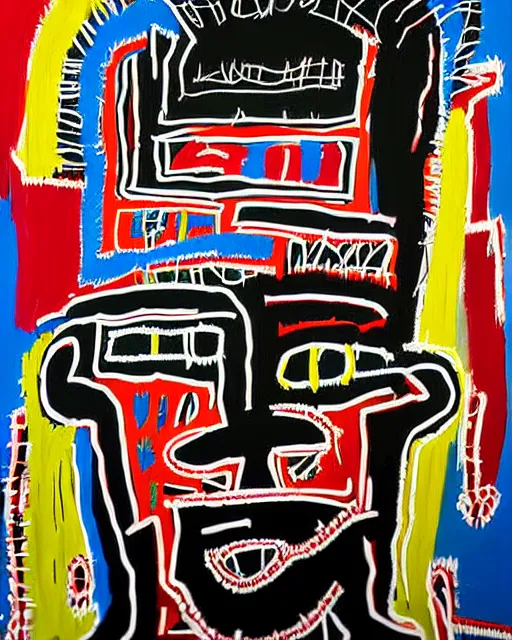 Image similar to A extremely ultra highly detailed majestic hi-res beautiful immaculate head and shoulders award winning painting stunning masterpiece of the face of a ultra highly detailed strong black ultra detailed African mask portrait by Jean-Michel Basquiat, 8k, high textures, ultra hyper sharp, insanely detailed and intricate, super detailed, 8k HDR ultra high quality, high detail, hyperrealistic, photorealistic, octane render, cinematic, high textures, hyper sharp, 4k insanely detailed and intricate, hypermaximalist, 8k, hyper realistic, super detailed, 4k HDR hyper realistic high