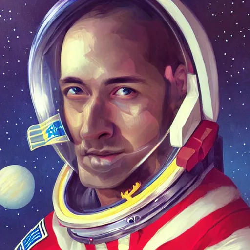 Prompt: astronaut, portrait by bagshaw tom, illustration painting, detailed illustration, hd, digital art, overdetailed art, concept art, detailed, overdetailed art, concept art, trending on artstation