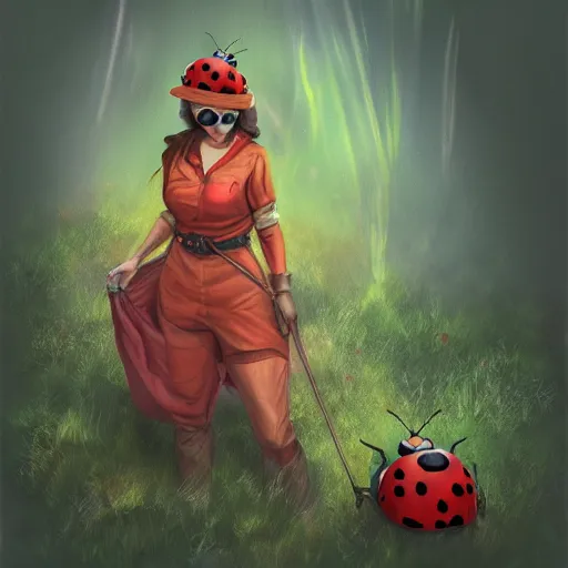 Image similar to a lady bug healer, digital art, artstation, high detail, centered, coherent, hdr