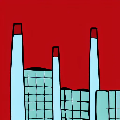 Image similar to urban landscape. red buildings, chimneys