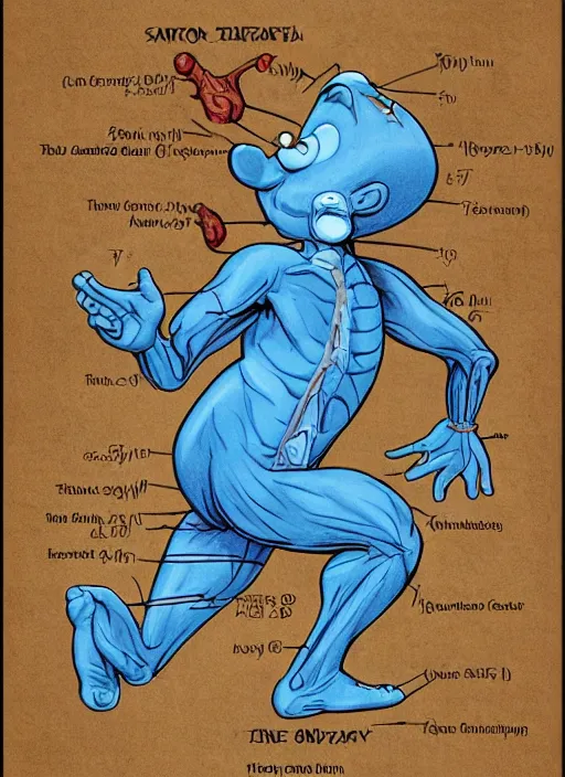 Prompt: anatomical chart for a smurf