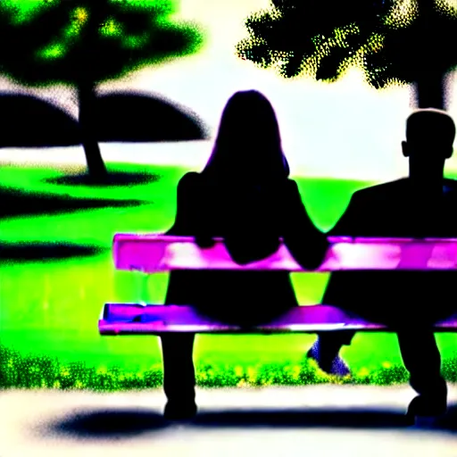 Image similar to a couple sitting on a park bench