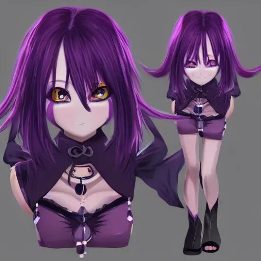 Prompt: Beautiful anime girl as a evil witch with purple short hair , artstation , 4K , Highly detailed , high quality