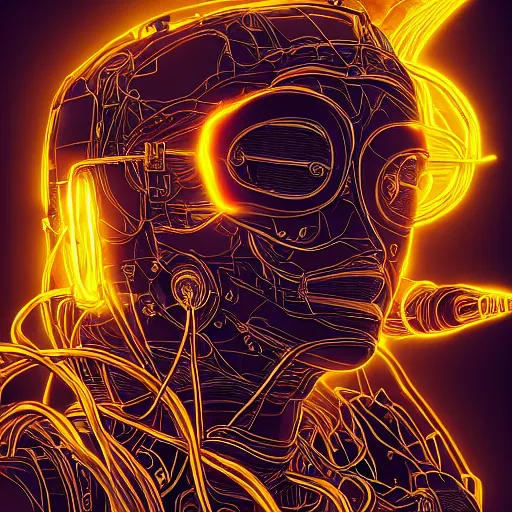 Image similar to a beautiful body of a bot fighter pilot woman mostly made of wires and electronic lightning sparks smoke, an ultrafine detailed illustration by james jean, final fantasy, intricate linework, bright colors, behance contest winner, vanitas, angular, altermodern, unreal engine 5 highly rendered, global illumination, radiant light, detailed and intricate environment