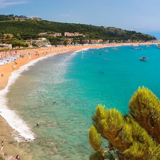 Prompt: A beautiful beach in the south of France, wide-angle photograph, award winning, very high quality