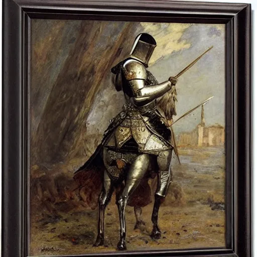 Image similar to heroine in full plate armour by alfred stevens