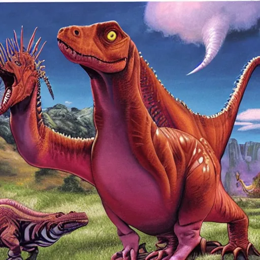 Image similar to dinosaur train, Joe Jusko, Alan Lee, George Costanza