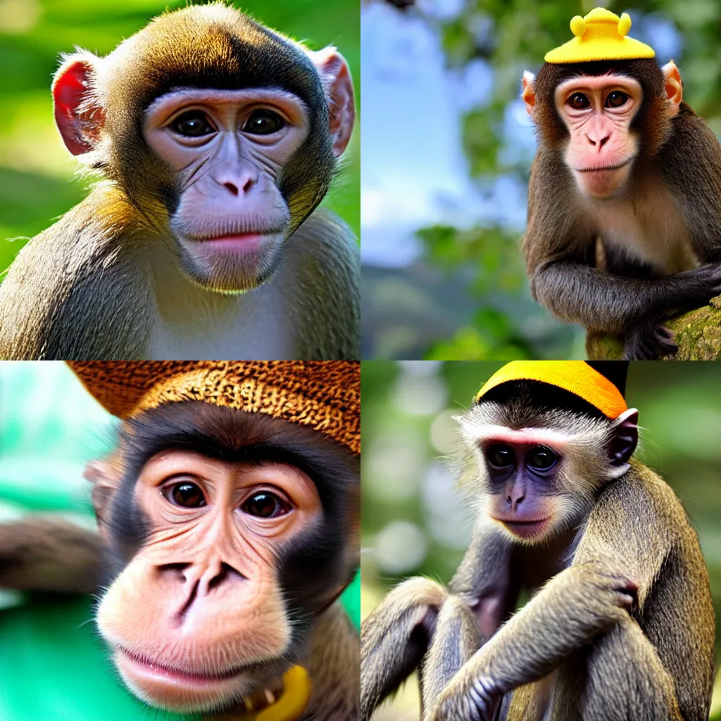 Prompt: funny looking monkey shaped hat