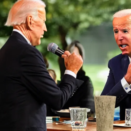 Image similar to Joe Biden Yelling at Lime on table