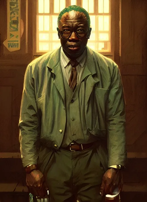 Prompt: george floyd in the green mile, highly detailed, digital painting, artstation, concept art, matte, sharp focus, illustration, true anatomy, art by artgerm and greg rutkowski and alphonse mucha