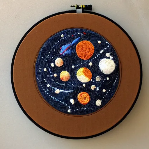 Image similar to Liminal space in outer space, embroidery