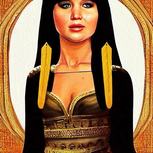 Prompt: amazing painting of Jennifer Lawrence as Cleopatra, NFT, art style by Monalisa