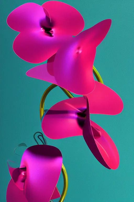 Image similar to a colorful, metallic orchid, ( ( ( ( jonathan zawada ) ) ) ) a computer rendering by agnes lawrence pelton, featured on polycount, computer art, rendered in cinema 4 d, octane render, rendered in maya