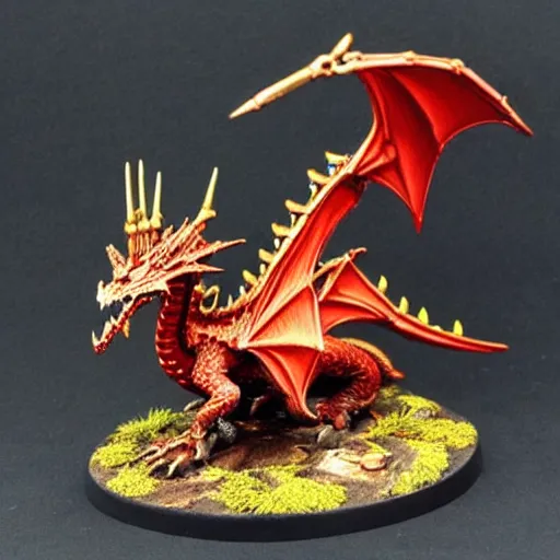 Image similar to “fire breathing dragon, warhammer miniature”