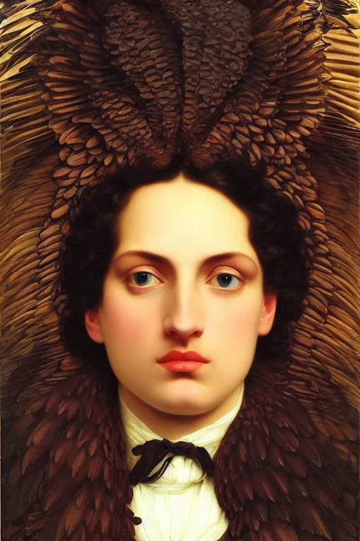 Image similar to a breathtakingly stunningly beautifully highly detailed extreme close up portrait of a giant majestic raven, by michael cheval and frederic leighton and rosetti and turner and eugene von guerard, 4 k