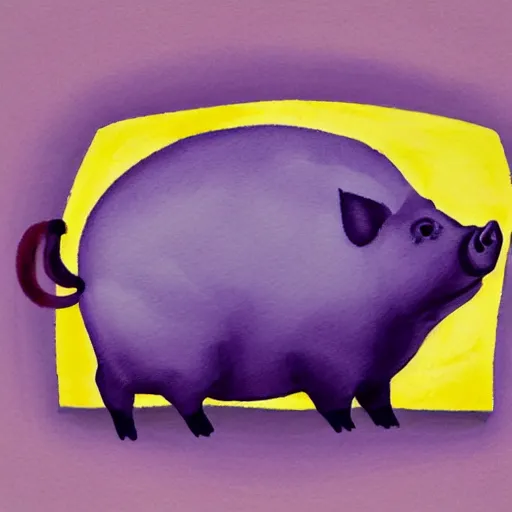 Image similar to a purple fat pig full from a feast