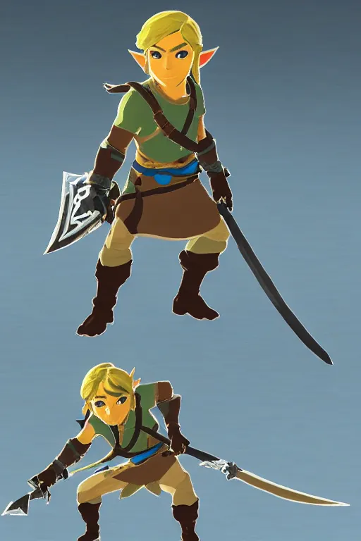 Image similar to in game footage of a ninja from the legend of zelda breath of the wild, breath of the wild art style.