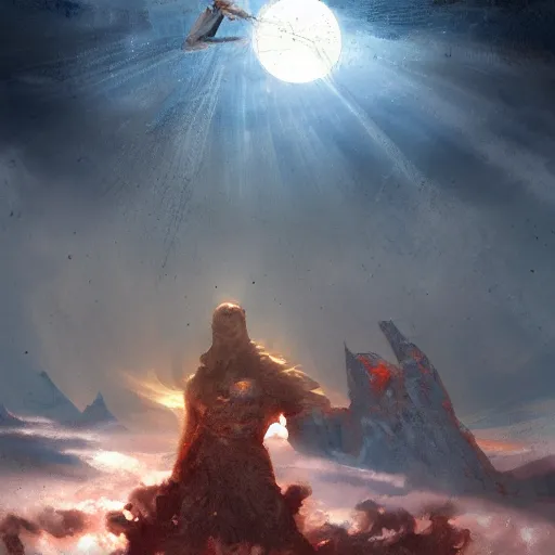 Image similar to god takes a selfie from the end of the world, apocalyptic, Artstation