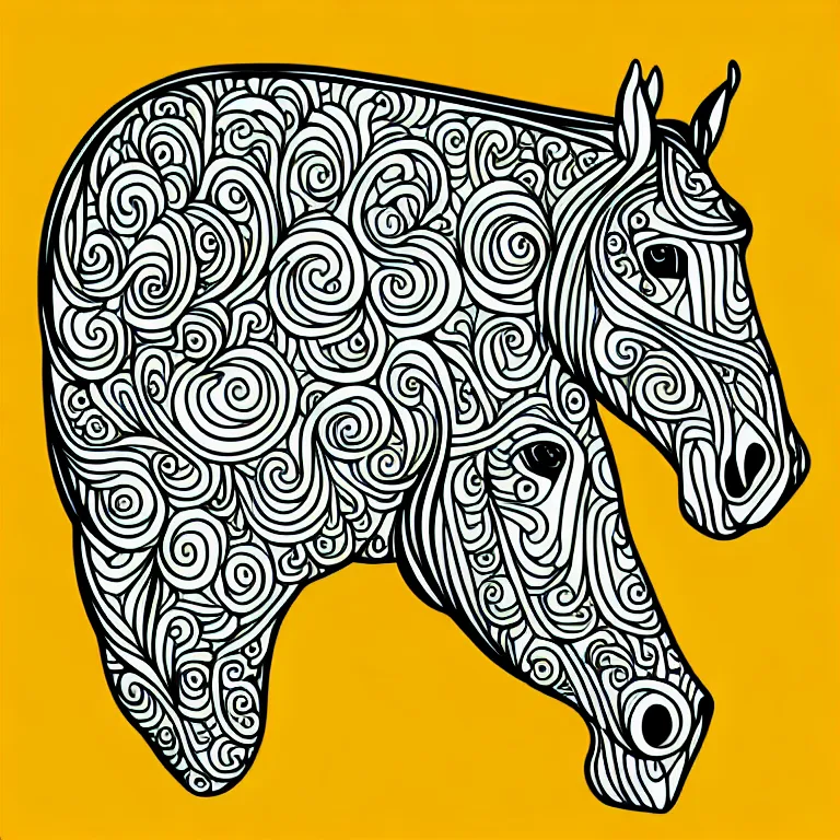 Image similar to beautiful horse, ornamental, fractal, line art, vector, outline, simplified, colouring page