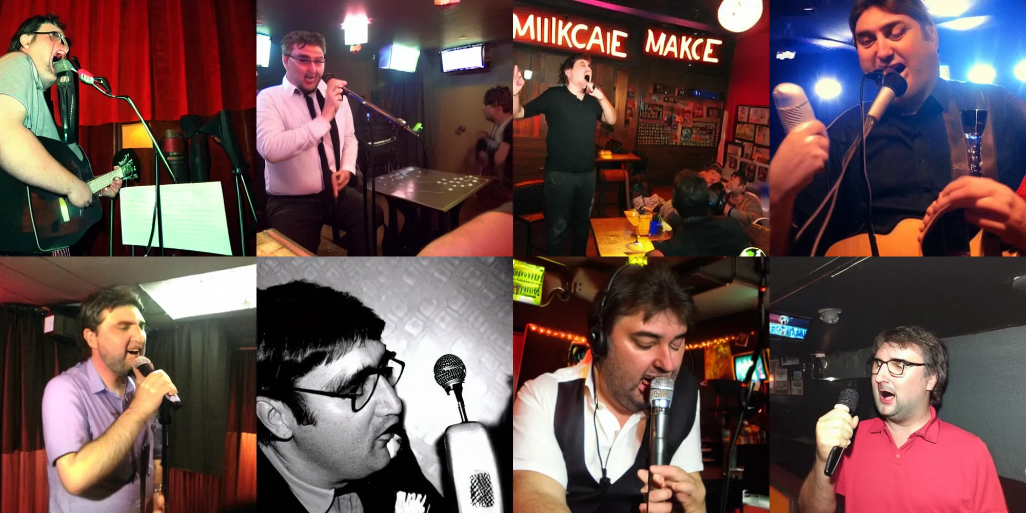 Prompt: drunk Milanović singing at karaoke bar