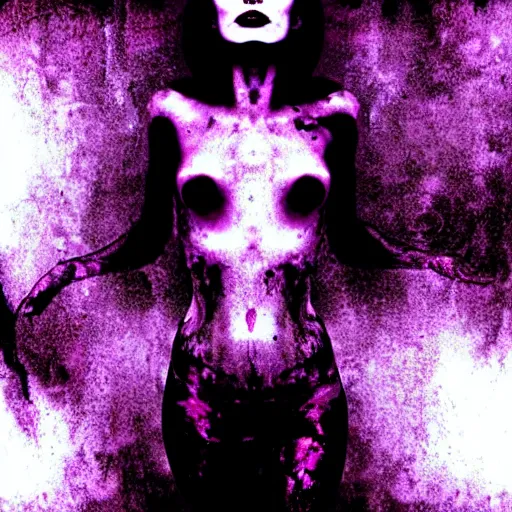 Image similar to a woman whos body is static losing frequency phasing out, dark eerie photo taken by digital hollywood, bleeding rich decaying colors!