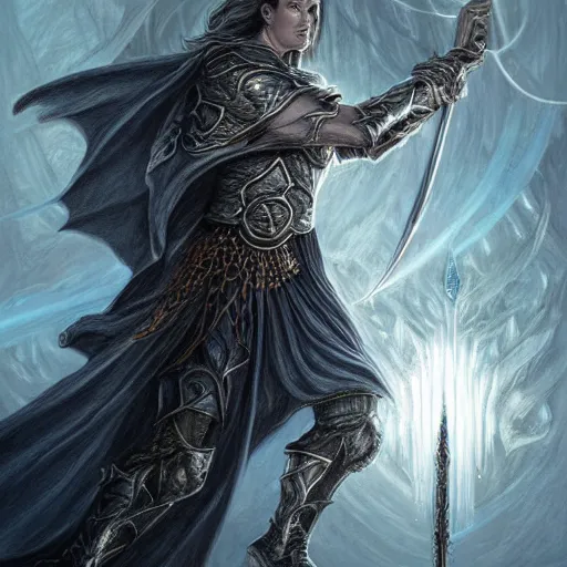 Prompt: Fingolfin duels Morgoth, Silmarillion, fantasy, concept art, high detail, artist Magali Villeneuve