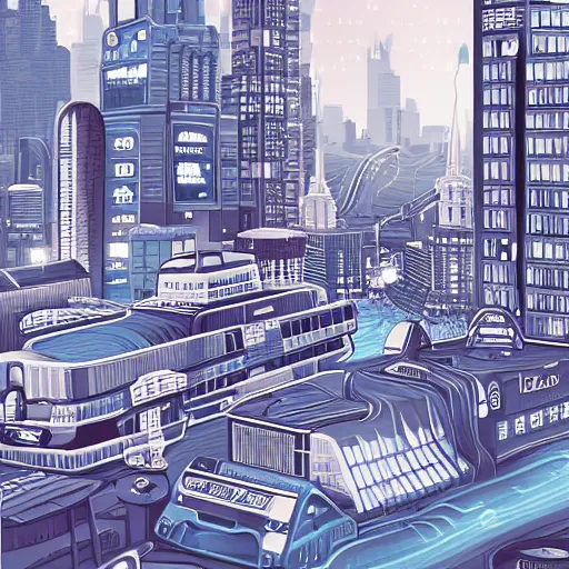 Image similar to retrofuturistic cityscape by Daarken