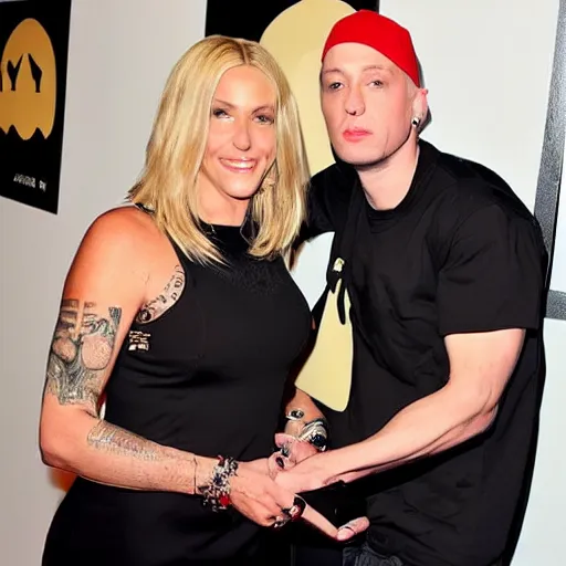 Prompt: eminem with mom spegetti