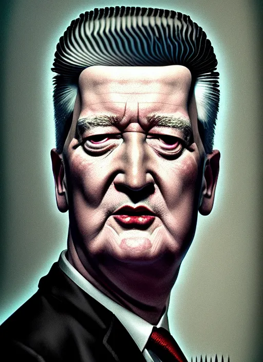 Prompt: hyper detailed 3 d render like an oil painting - portrait of david lynch, houdini algorithmic generative render, abstract brush strokes, masterpiece, edward hopper and james gilleard, zdzislaw beksinski, mark ryden, wolfgang lettl, hints of yayoi kasuma, octane render, 8 k