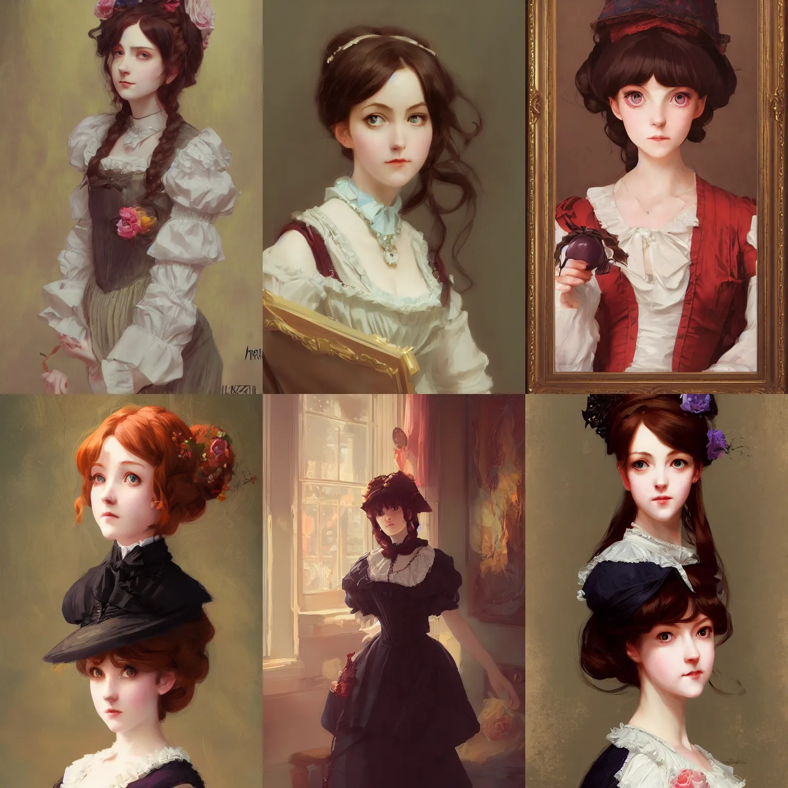 Prompt: a portrait of a cute victorian lady, victorian setting, vivid colors, soft lighting, atmospheric, cinematic, moody, in the style of ilya kuvshinov and range murata, krenz cushart, oil on canvas, 8 k