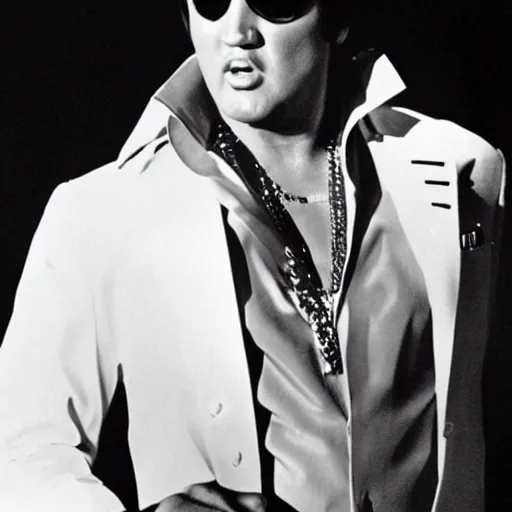 Image similar to elvis as tony montana in scarface