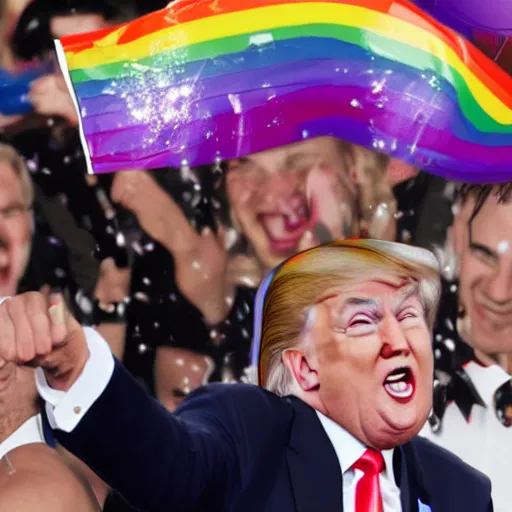 Prompt: Queer Donald trump celebrating gay pride