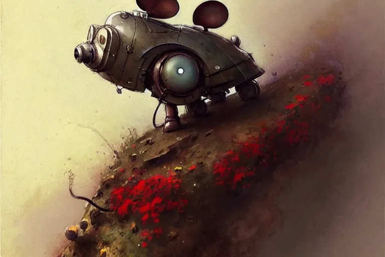 Image similar to adventurer ( ( ( ( ( 1 9 5 0 s retro future robot mouse explorer vehical. muted colors. ) ) ) ) ) by jean baptiste monge!!!!!!!!!!!!!!!!!!!!!!!!! chrome red