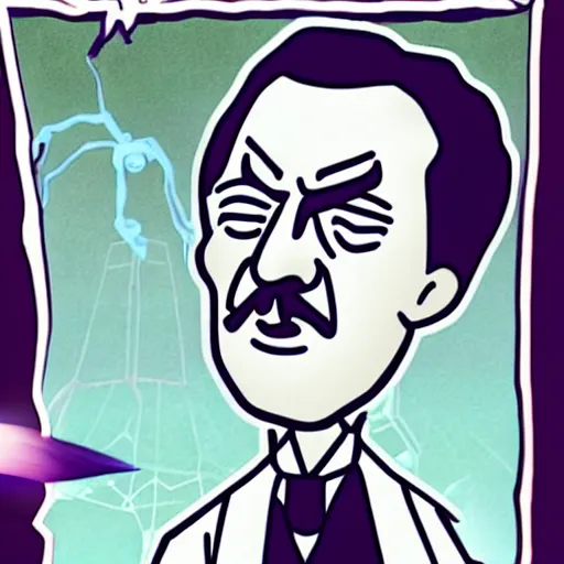 Image similar to Nikola Tesla in the style of rick and morty