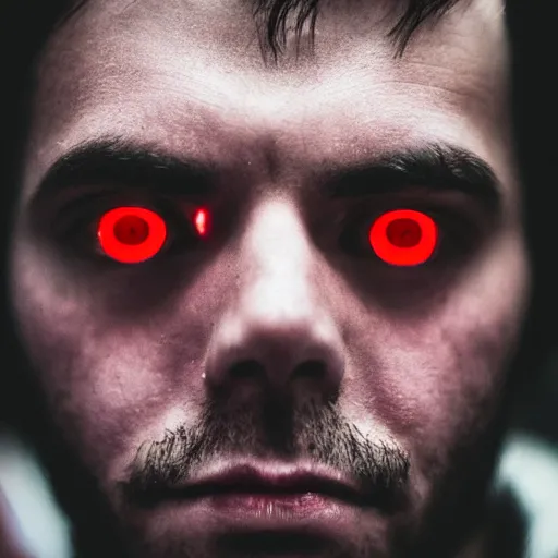 Image similar to a man with red glowing eyes