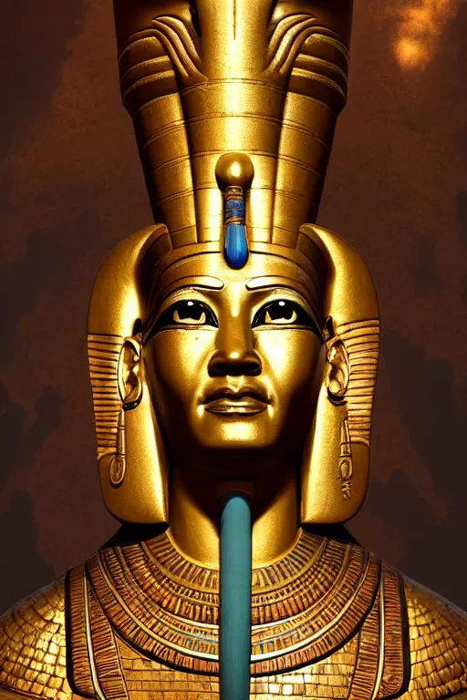 Prompt: egypt god osiris, god of the underworld, highly detailed, d & d, fantasy, highly detailed, digital painting, trending on artstation, concept art, sharp focus, illustration, global illumination, ray tracing, realistic shaded, art by artgerm and greg rutkowski and fuji choko and viktoria gavrilenko and hoang lap, sunny