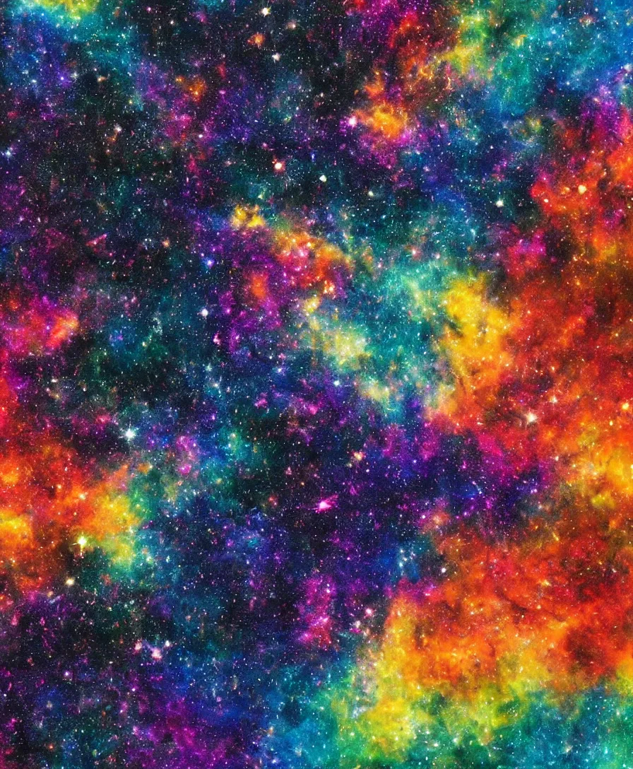 Image similar to painting of a colorful galaxy