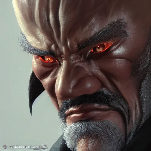 Image similar to Heihachi Mishima from Tekken, closeup character portrait art by Donato Giancola, Craig Mullins, digital art, trending on artstation