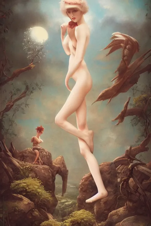 Image similar to the goddess of lost socks, by tom bagshaw peter kemp