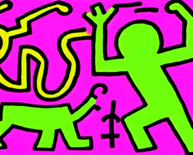 Image similar to artwork by keith haring